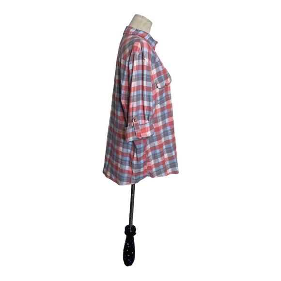 Jachs Girlfriend pink plaid roll tab long sleeves shirt size XL - Picture 7 of 11